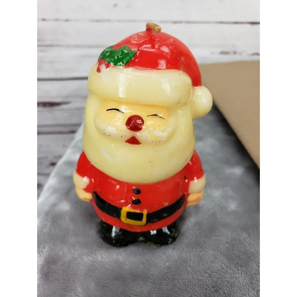 Vintage 1980S‎ small Santa Claus Wax Glossed Candle
